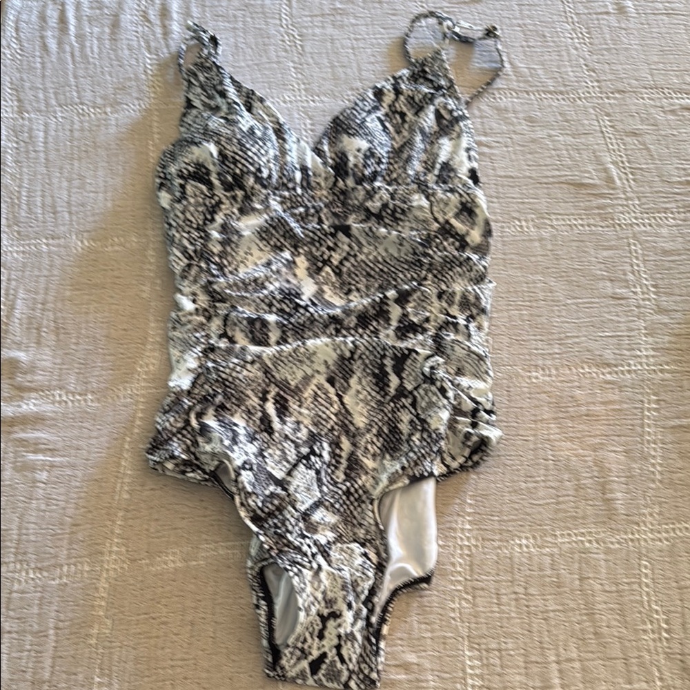 Calvin Klein Monochrome Snake-Print One-Piece Swimsuit